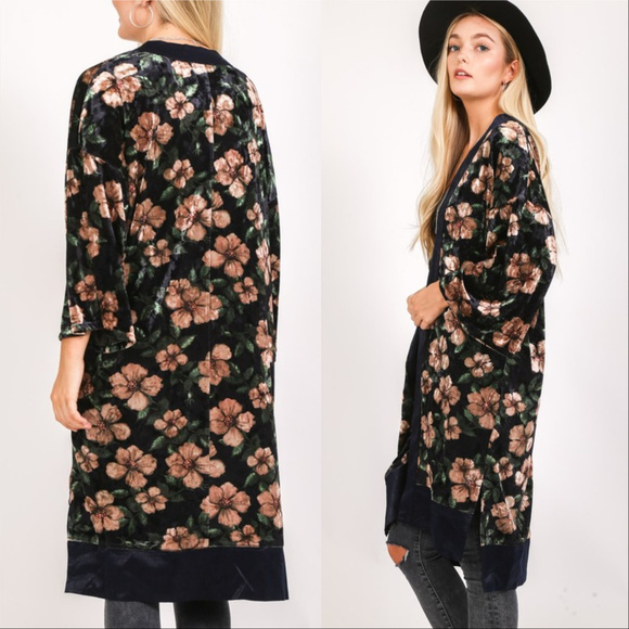 Tops - VELVET FLORAL KIMONO
